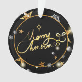 Modern Gold Black Metallic Stars Merry Kerstmis Ornament (voorkant)
