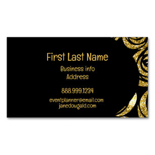Modern Gold Black Roos Elegant Magnetisch Visitekaartje