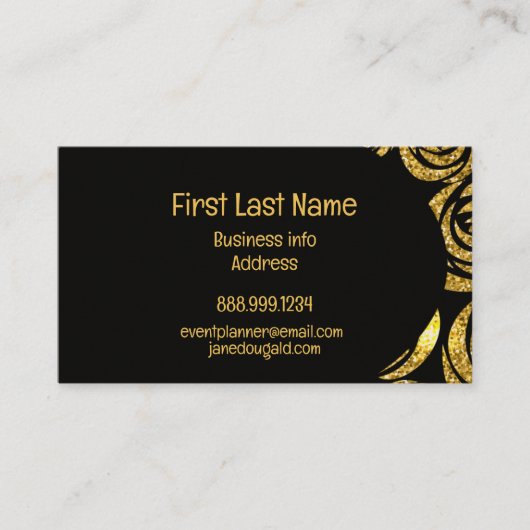 Modern Gold Black Roos Elegant Visitekaartje (Voorkant)