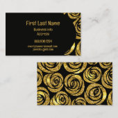Modern Gold Black Roos Elegant Visitekaartje (Voorkant / Achterkant)