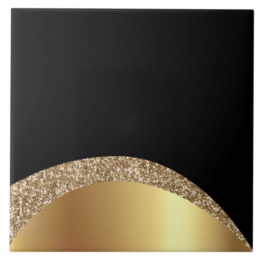 Modern Gold Black Wave Tegeltje (Voorkant)