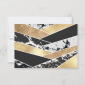 Modern Gold Black White Glitter Marble Geometric Save The Date (Achterkant)