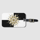 Modern Gold Black & White Mandala Design Bagagelabel (Voorkant (horizontaal))