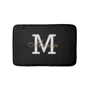 Modern Gold Black White Monogram - Aangepast logo Badmat