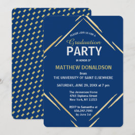 Modern Gold Blue 2025 Geometrische Graduation Part Kaart