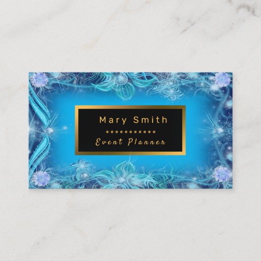 Modern Gold Blue Diamond voegt Jouw tekst toe Visitekaartje (Voorkant)