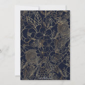 Modern Gold Blue Floral Doodles line art (Achterkant)
