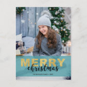Modern Gold Blue-kerstfoto - Briefkaart (Voorkant)