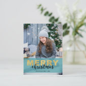 Modern Gold Blue-kerstfoto - Briefkaart (Staand voorkant)