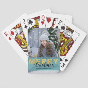 Modern Gold Blue-kerstkaart decor Speelkaarten