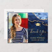 Modern Gold Blue Marble Agate Afstuderen Hartelijk Briefkaart (Voorkant / Achterkant)