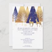 Modern Gold Blue Woodland Deer Kaart (Voorkant)