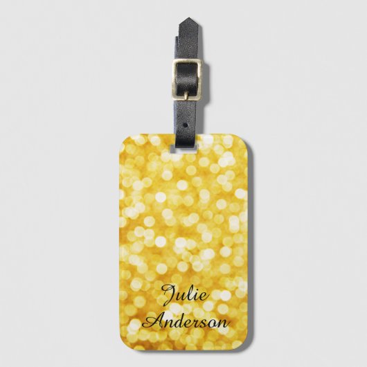 Modern Gold Bokeh Bagagelabel (Voorkant (verticaal))