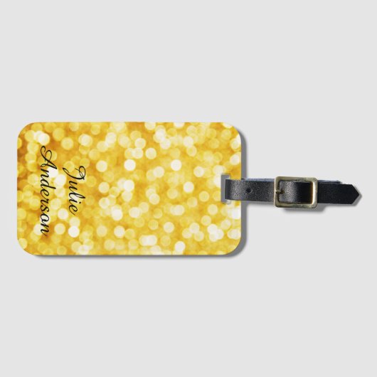 Modern Gold Bokeh Bagagelabel (Voorkant (horizontaal))