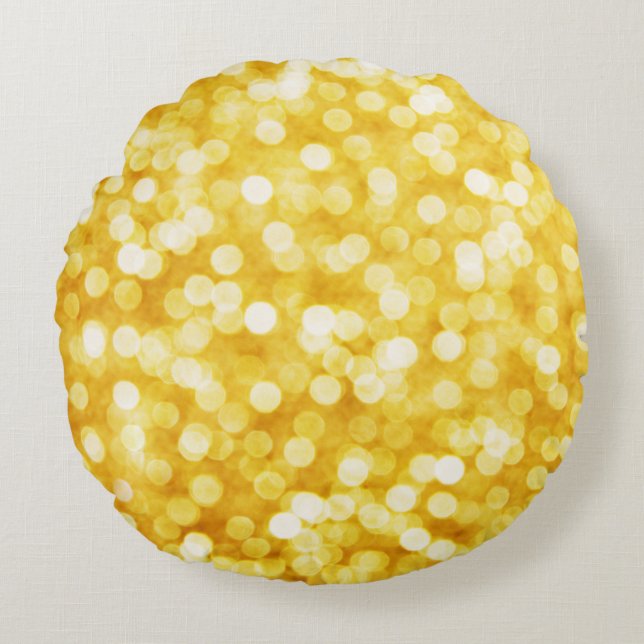 Modern Gold Bokeh Round Pillow Rond Kussen (Voorkant)