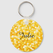 Modern Gold Bokeh Sleutelhanger met naam (Voorkant)