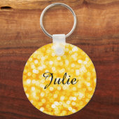 Modern Gold Bokeh Sleutelhanger met naam (Voorkant)