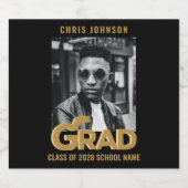 Modern Gold Bold Typography Photo Graduparty Bier Etiket (Enkel label)