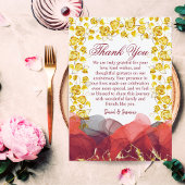 Modern Gold & Bourgondië Foral Wedding Jubileum Bedankkaart