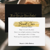 Modern Gold Brush Stroke Bread Care Instructions Bedankkaart