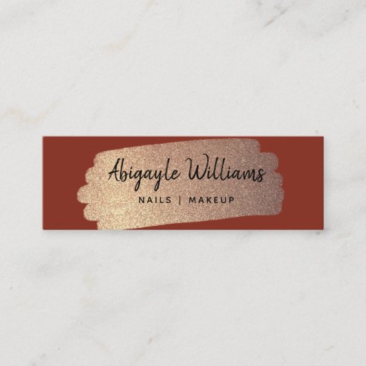 Modern Gold Brush Stroke Terracotta Mini Visitekaartje (Voorkant)