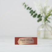 Modern Gold Brush Stroke Terracotta Mini Visitekaartje (Staand voorkant)