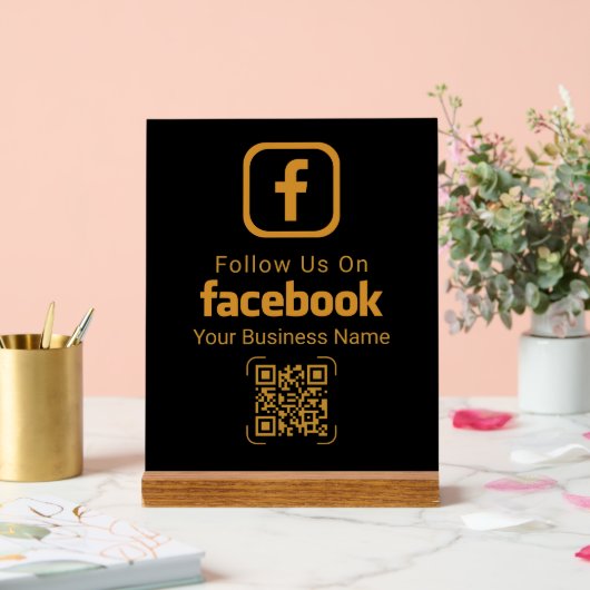 Modern Gold Business Facebook QR Code Acryl Bord (Huwelijk)