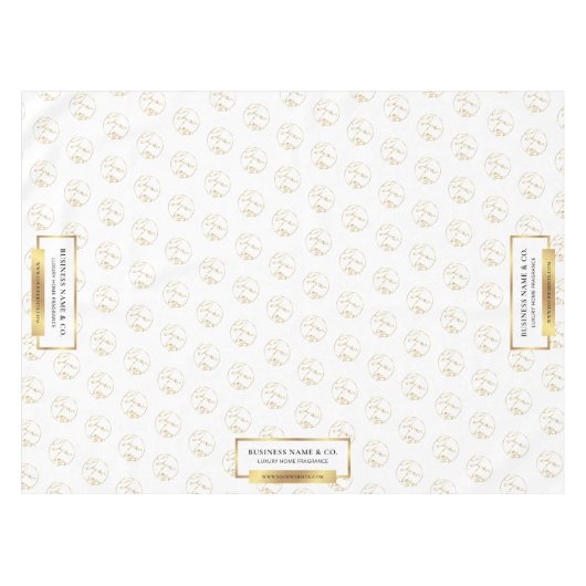 Modern Gold Business Logo Pattern Chic Craft Show Tafelkleed (Voorkant (Horizontaal))