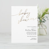 Modern Gold Calligraphy Baby shower Kaart (Staand voorkant)