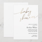 Modern Gold Calligraphy Baby shower Kaart (Voorkant / Achterkant)