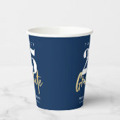 Modern Gold Calligraphy Blue Afstuderen Papieren Bekers (Links)