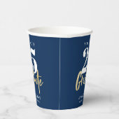 Modern Gold Calligraphy Blue Afstuderen Papieren Bekers (Rechts)