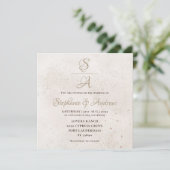Modern Gold Calligraphy Champagne Ivory Wedding Kaart (Staand voorkant)