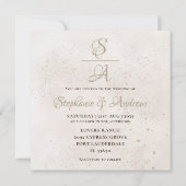 Modern Gold Calligraphy Champagne Ivory Wedding Kaart (Voorkant)