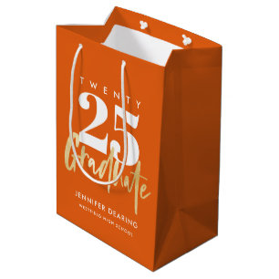 Modern Gold Calligraphy Oranje Afstuderen Medium Cadeauzakje