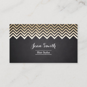 Modern Gold Chevron Stripes Hair Stylist Salon Visitekaartje