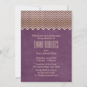 Modern Gold Chevron Stripes Paars Afstuderen Kaart (Voorkant)