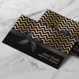 Modern Gold Chevron Stripes Personal Shopper Visitekaartje