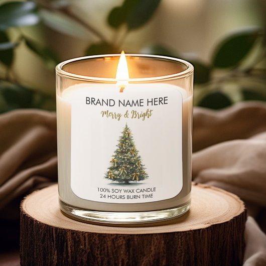 Modern Gold Christmas Tree Candle Label