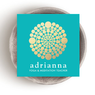 Modern Gold Circle Mandala Turquoise Vierkante Visitekaartje