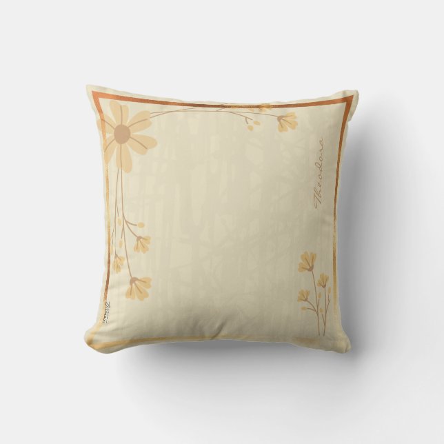 Modern Gold Cream Abstract Floral Pattern Kussen (Voorkant)