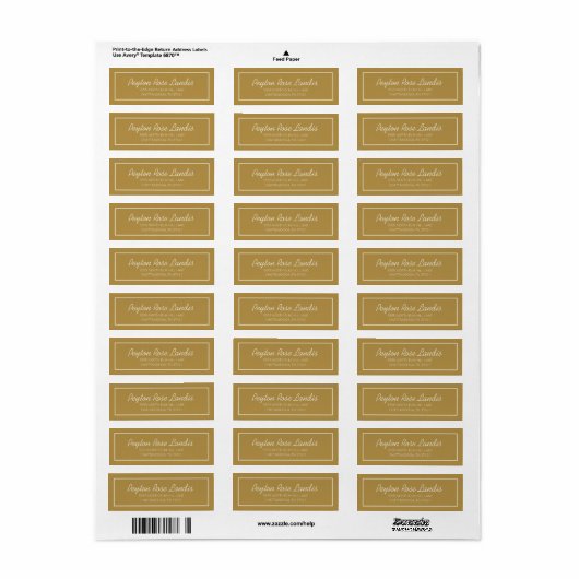 Modern Gold Cream-script Etiket (Full Sheet)