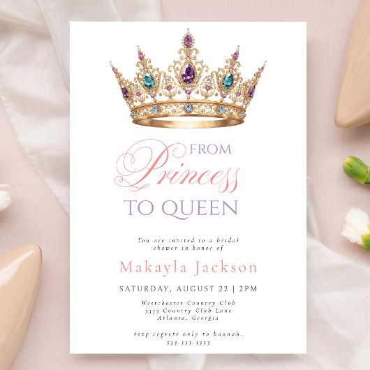 Modern Gold Crown Elegant Bridal Shower Invitation
