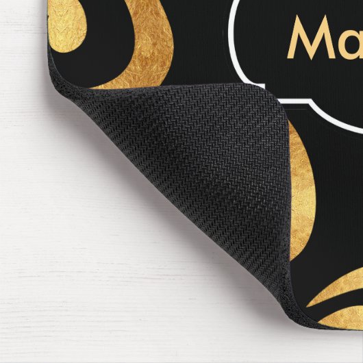 Modern Gold Curls Patroon met aangepast monogram Muismat (Hoek)