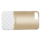 Modern Gold Custom Name Luxury White Quiled Case-Mate iPhone Case (Achterkant (Horizontaal))