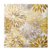 Modern Gold Dahlia Floral Tegeltje (Voorkant)