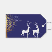 Modern Gold Deer Deep Blue Cadeaulabel (Voorkant (Horizontaal))