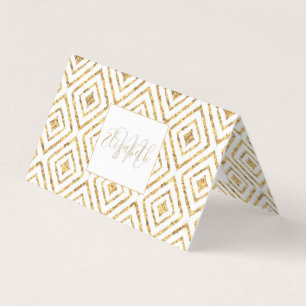 Modern Gold Diamond Shapes Doodles Tribal Ikat Visitekaartjes