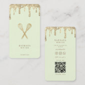 Modern Gold Drip Glitter Whisk Bakery Pastry Visitekaartje (Voorkant / Achterkant)