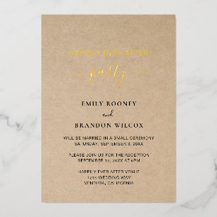 Modern Gold Elegant Rustic Wedding Reception Folie Uitnodiging